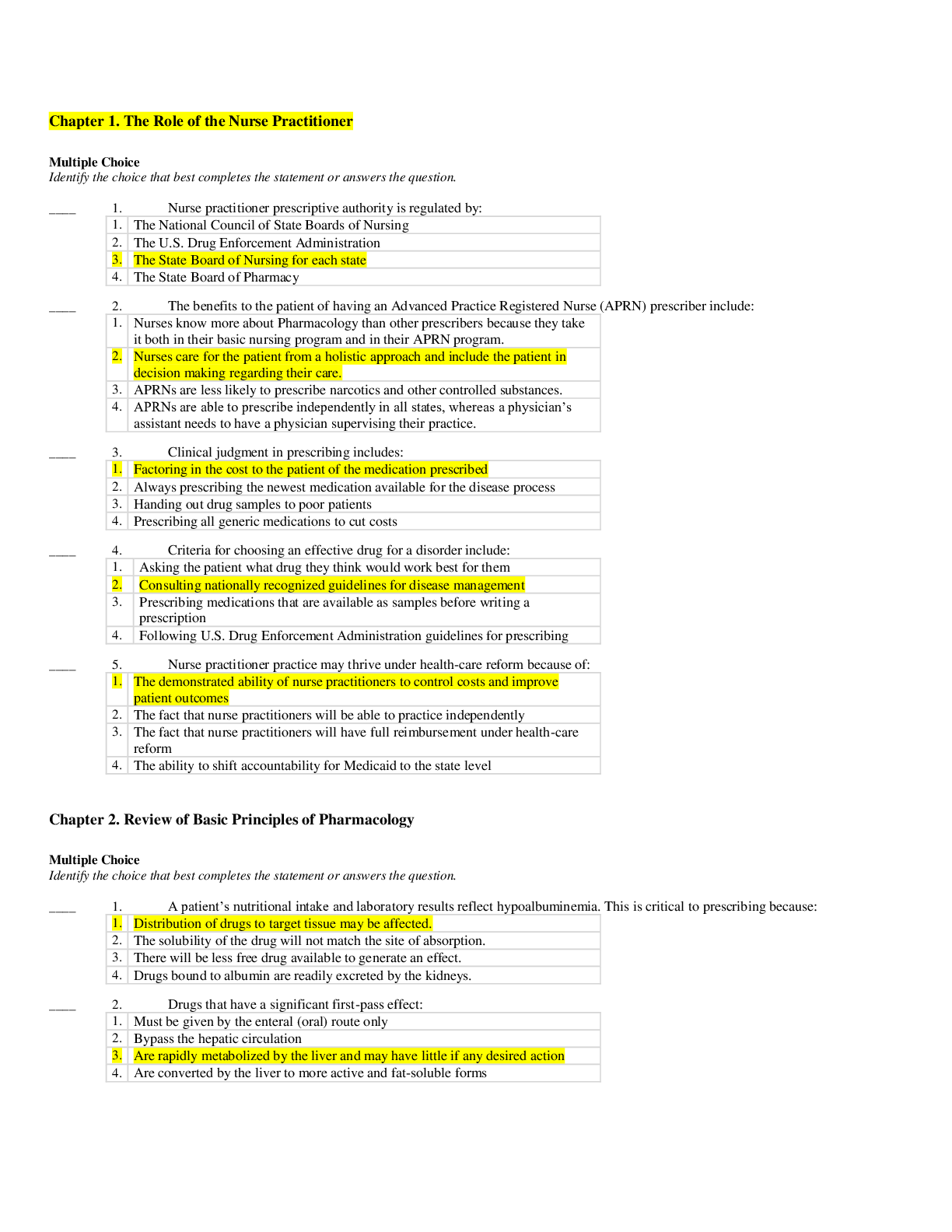 NURSING NGR 5035 > Florida National University - NURSING NGR 5035 Test bank pharmaco (Final Exam) (Verified answers, Scored A)